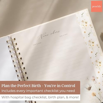 Peachly Pregnancy Journal for First Time Moms - Linen Memory Book - color: Beige