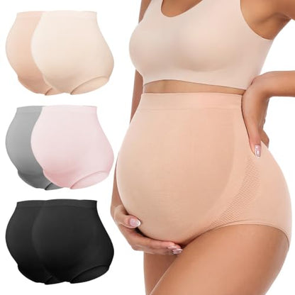 Summer Mae Maternity Underwear 76% Rayon Made from Bamboo Soft Breathable - color: 2black,1 Skin,1 Beige,1 Grey,1 Pink-6 Pc, size: X-Large