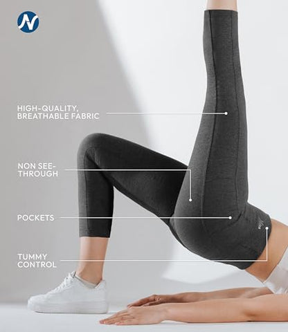 Nirlon Cotton Capri Leggings with Pockets 3/4- CottoNIR - color: Charcoal, size: 12