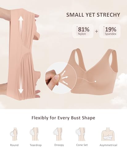 FeelinGirl Seamless Everyday Bras for Women No Underwire with Wide Straps - color: Nude, size: Large