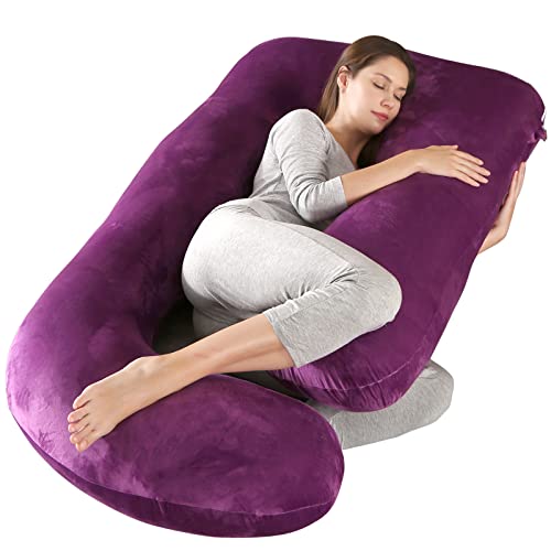 BATTOP Pregnancy Pillows for Sleeping- U Shaped Full Body Maternity Pillow, Pregnancy Pillow for Side Sleepers with Removable Cover, Supports Back, Hips, Belly & Legs (Charmed Purple) - color: Charmed Purple