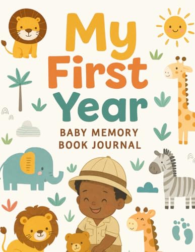 My First Year Baby Memory Book Journal: Safari Jungle Themed African American Baby Keepsake Book
