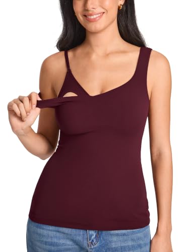 MOMANDA Maternity Nursing Tank Tops - color: Ripe Plum, size: Medium