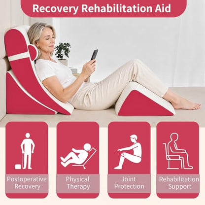 Wedge Pillow Set for After Surgery,White/Red,4PCS-22 - color: White/Red, size: 4PCS-22''