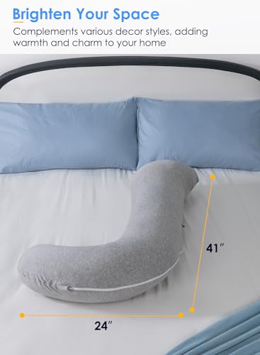 QUEEN ROSE Body Pillow for Side Sleepers, Cooling S Shaped Hug Pillow, Grey - color: Grey