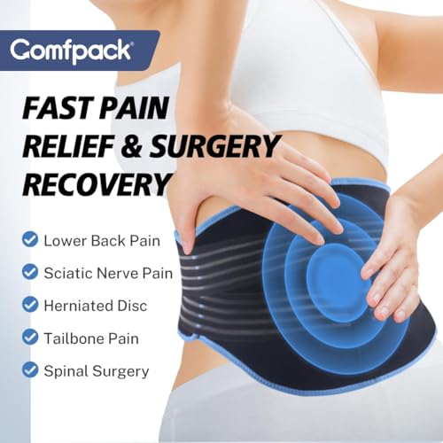 Comfpack Ice Pack for Back Pain Relief, FSA Eligible, 2 Packs Reusable Lower Back Wrap Hot Cold Therapy for Sciatic Injuries, Tailbone Pain, Lumbar Surgery, Coccyx, Herniated Disc, Gift - color: Black