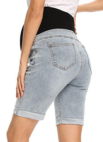 Foucome Women's Materntiy Bermuda Jean Shorts - color: 44# Blue, size: Small
