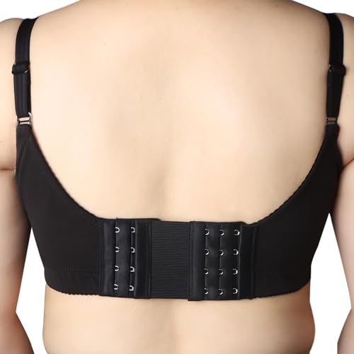 4 Hook Bra Extenders for women, Adjustable 4 hook Plus Size Bra Extender (3/4" Spacing) - color: Black