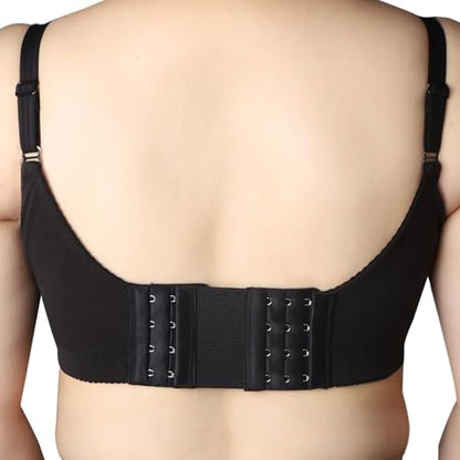 4 Hook Bra Extenders for women, Adjustable 4 hook Plus Size Bra Extender (3/4" Spacing) - color: Black