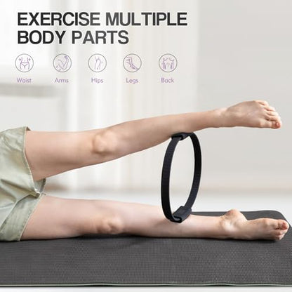 Pilates Kit, 13.5" Pilates Ring with Mini Ball & Resistance Bands - color: Black, size: Pilates Ring
