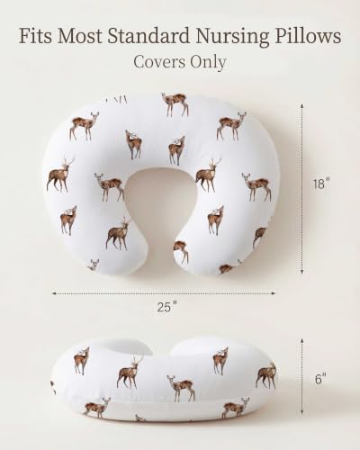 Nursing Pillow Covers 2 Pack, Stretchy Breastfeeding Pillow Covers for Baby - color: Forest Lodge