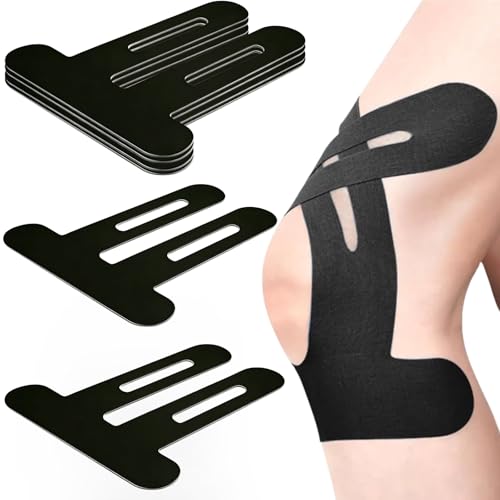 Precut Kinesiology Tape for Knees, 6 Pcs – Knee Support & Stability, Waterproof & Sweatproof Athletic Tape, Breathable Hypoallergenic Latex-Free Elastic Sports Tape for Active Movement, Black - color: Black, size: 6 Count (Pack of 1)
