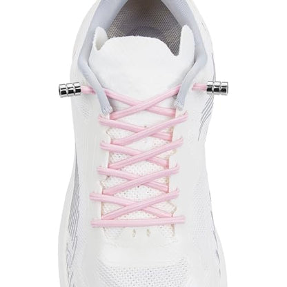 Elastic No Tie Shoelaces For Kids & Adults Sneakers，One Size Fits All - color: 1 Pair Pink