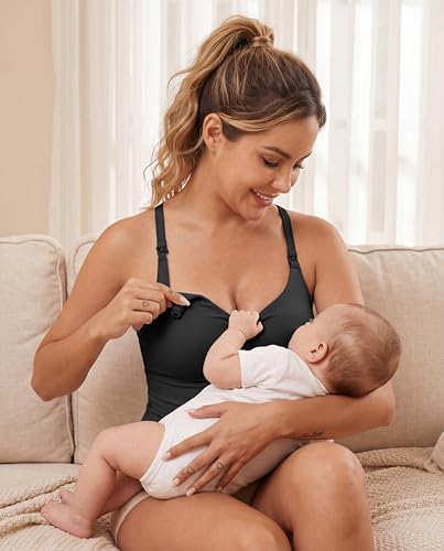 Nursing Tank Tops for Breastfeeding - color: Black, size: X-Large