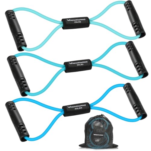 Resistance Bands with Handles, Figure 8 Fitness Bands, Exercise Bands Set - color: Blue series, size: 3pcs
