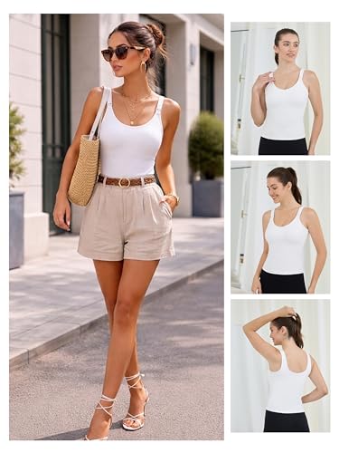 Ecavus Nursing Tank Tops with Built in Bra, Nursing Sport Bra - color: White, size: X-Large