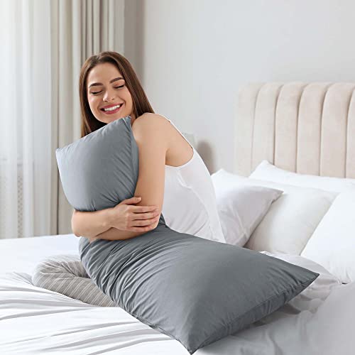 WhatsBedding Memory Foam Body Pillow with Cover, Long Bed Pillow for Adults - color: Grey