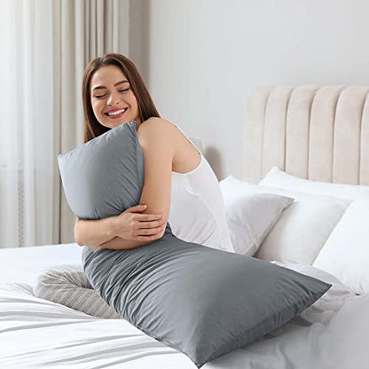 WhatsBedding Memory Foam Body Pillow with Cover, Long Bed Pillow for Adults - color: Grey