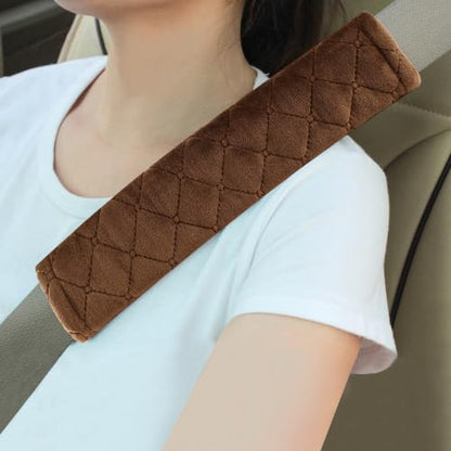 Amooca 2 Pack Seat Belt Covers Soft Shoulder Pad for Cars & Backpack - color: Brown