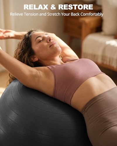 Trideer Yoga Ball for Exercise, Pregnancy, Exercise Ball, Pump Included - color: Black, size: XXL (31-33ines / 78-85cm)