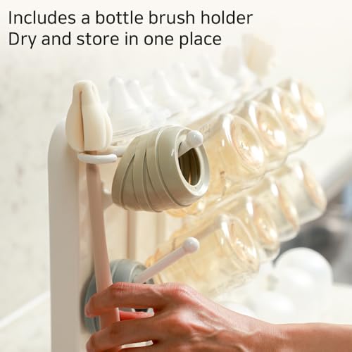 LUNELL Baby Bottle Drying Rack 20 Hooks Space-Saving Vertical Brush Holder