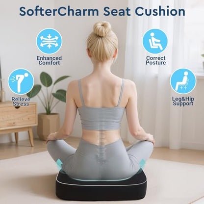 Seat Cushion, Memory Foam Office Chair Cushion, Black, Large - color: Black, size: Large