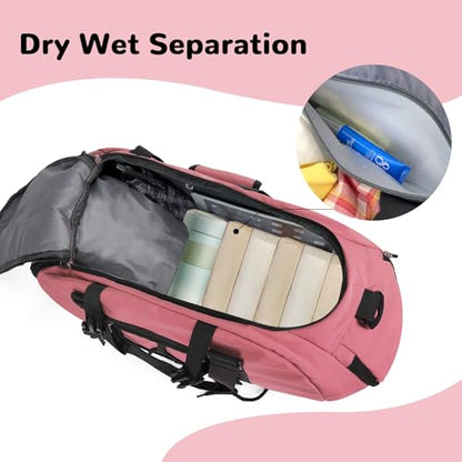 Womens Gym Bag, 30L Medium Size Sports Duffle Bag Backpack, Pink