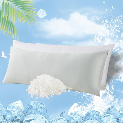 WhatsBedding Memory Foam Body Pillow with Cover, Long Bed Pillow for Adults - color: Cooling Grey