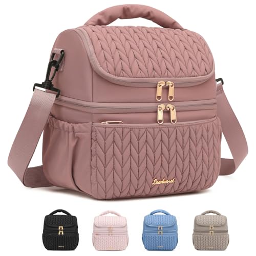 Breastmilk Cooler Bag, 12L Double Deck with Detachable Divider - color: Dusty Rose