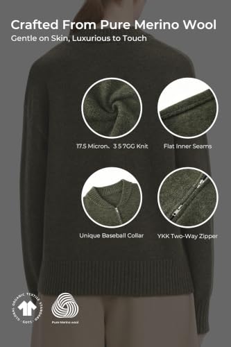 Cardigan Sweaters for Women - Baseball Collar Winter Sweater Jacket - color: Military Green, size: X-Small