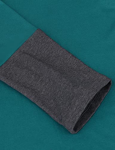 Furnex Women's Long Sleeve Cowl Neck Tunic Top Casual Pullover Sweatshirt - color: Deep Cyan, size: X-Large