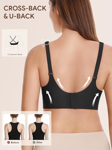 Angelhood Nursing Bras for Breastfeeding, Seamless Wireless Bra Push up - color: Multicoloured D, size: X-Large