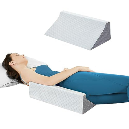 Body Positioner Wedge Pillow for Side Sleeping Support - color: White & Gray