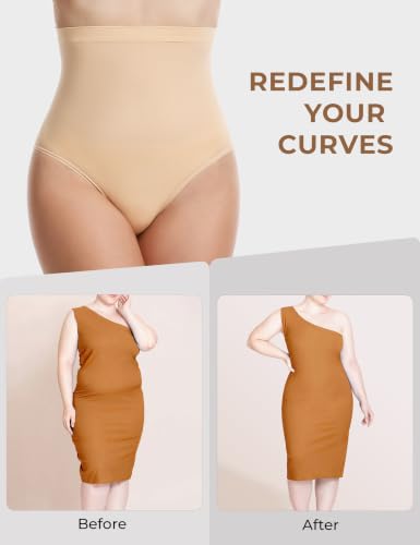 Tummy Control Shapewear, High Waisted Seamless Body Shaper Panties - color: Nude, size: 3X-Large