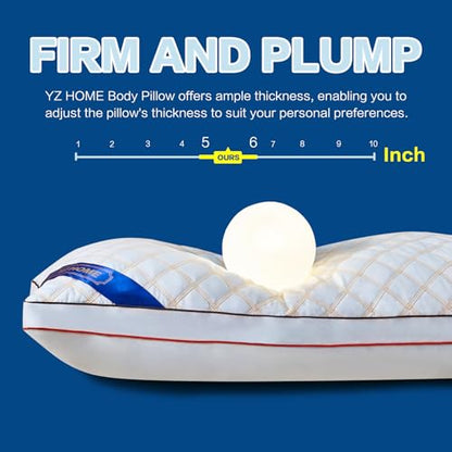 YZ HOME Long Body Pillow for Adults - Insert with Shredded Blue Memory Foam - color: White