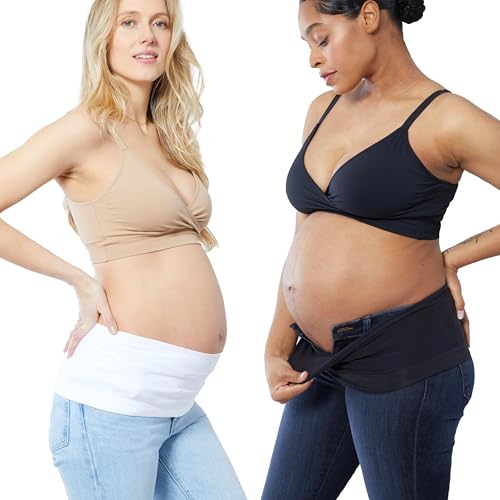 Ingrid & Isabel Bellaband - Seamless Maternity Belly Band for Women - Essential Pregnancy Postpartum Jeans & Pants Extender - color: Black/White, size: 1