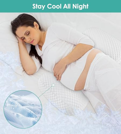 Pregnancy Pillow Cooling for Sleeping Adjustable Support Maternity Pillow - color: All White