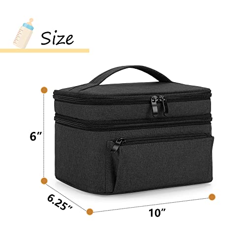 BAFASO Wearable Breast Pump Bag with a Waterproof Pump Parts Pad, Black - color: Black
