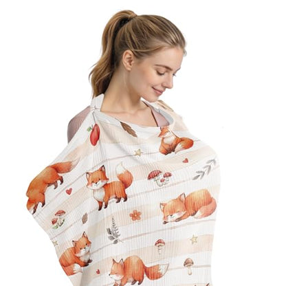 Fox Nursing Covers for Breastfeeding New Mom Feeding Cover for Breastfeeding Portable Breathable Baby Nursing Covers - color: fox