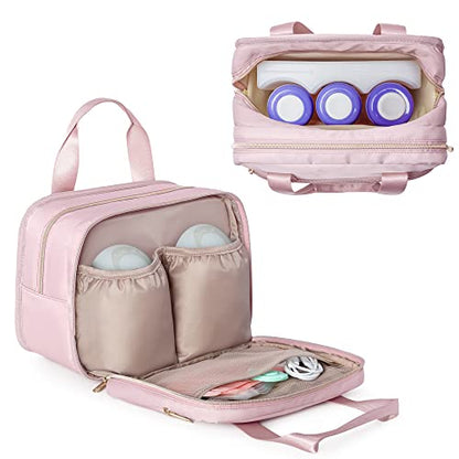 Fasrom Wearable Breast Pump Bag, Insulated Pump Carrying Case with Cooler - color: Pink