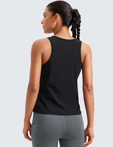 CRZ YOGA Pima Cotton Scoop Neck Tank Top - color: Black, size: Medium