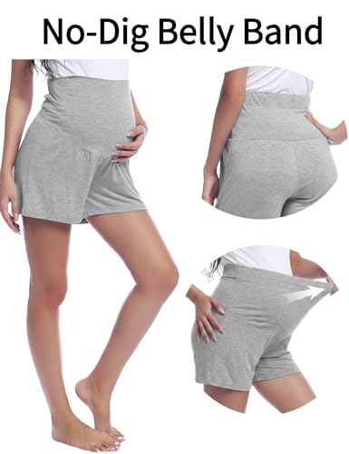Joyaria Bamboo Viscose Cooling Maternity Pajama Shorts,Maternity Clothes - color: Gray, size: Large