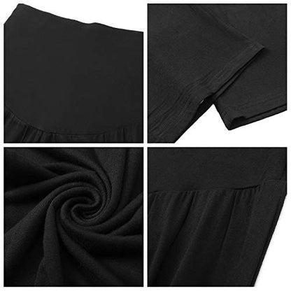 Joyaria Bamboo Viscose Maternity Sweatpants Over Belly Lounge Pants - color: Black, size: Medium