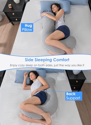 QUEEN ROSE Body Pillow for Side Sleepers, Cooling S Shaped Hug Pillow, Grey - color: Grey