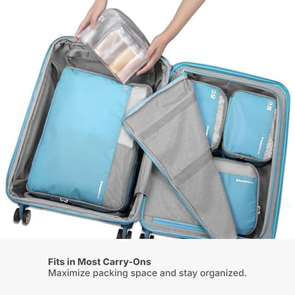 Traveler's Choice Cloverland Packing Cubes, 5-Piece Set, Light Blue - color: Light Blue