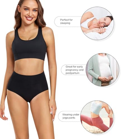 wirarpa Women's Underwear High Waisted Ladies Cotton Panties Soft Full Coverage Briefs 5 Pack - color: Black-5p, size: 4X-Large