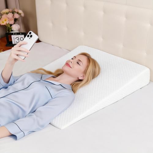 5 in Bed Wedge Pillow for Sleeping and Back Support, White Grey - color: White Grey