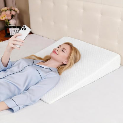 5 in Bed Wedge Pillow for Sleeping and Back Support, White Grey - color: White Grey
