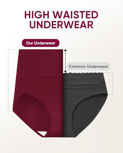 Women's Cotton Underwear High Waisted Ladies Panties Briefs 4 Pack - color: Multicolor, size: Small