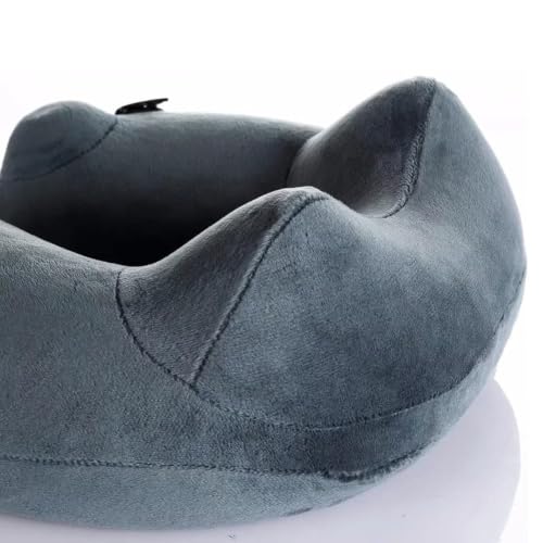 Keemall Inflatable Travel Neck & Shoulder Pillow for Airplanes&Long Trips - color: Gray, size: Medium